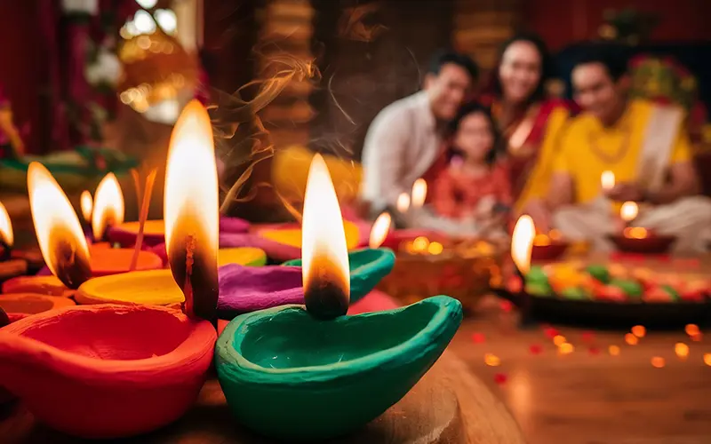 रंगोली, तोरण और दीपों की festival illustration